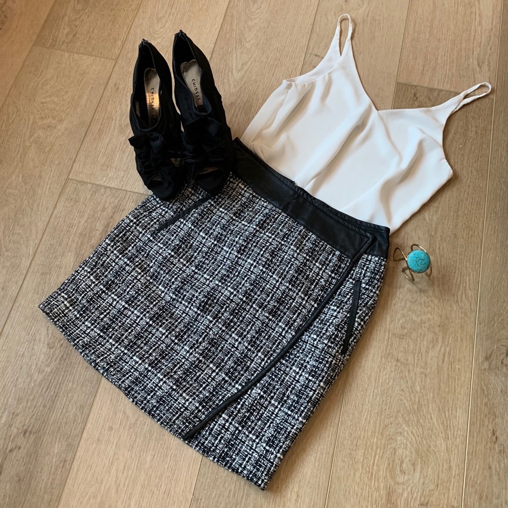 Outback Red Faux Leather Tweed Skirt